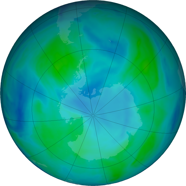 Antarctic ozone map for 10 February 2023
